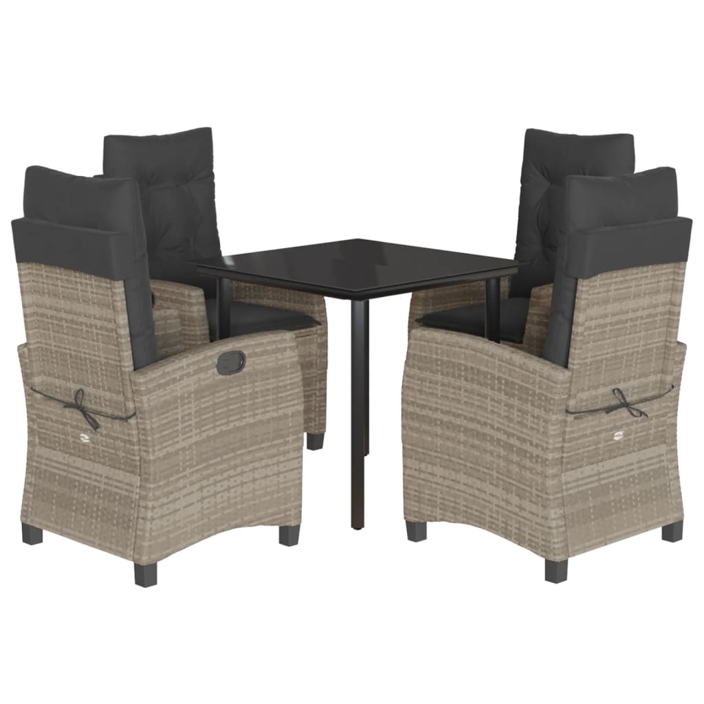 vidaXL Set mobilier de grădină cu perne, 5 piese gri deschis poliratan
