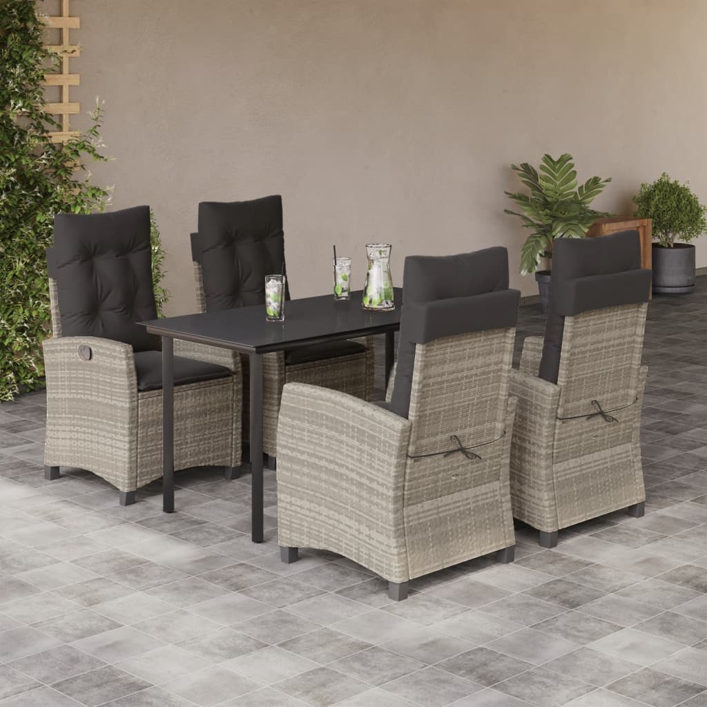 vidaXL Set mobilier de grădină cu perne, 5 piese gri deschis poliratan