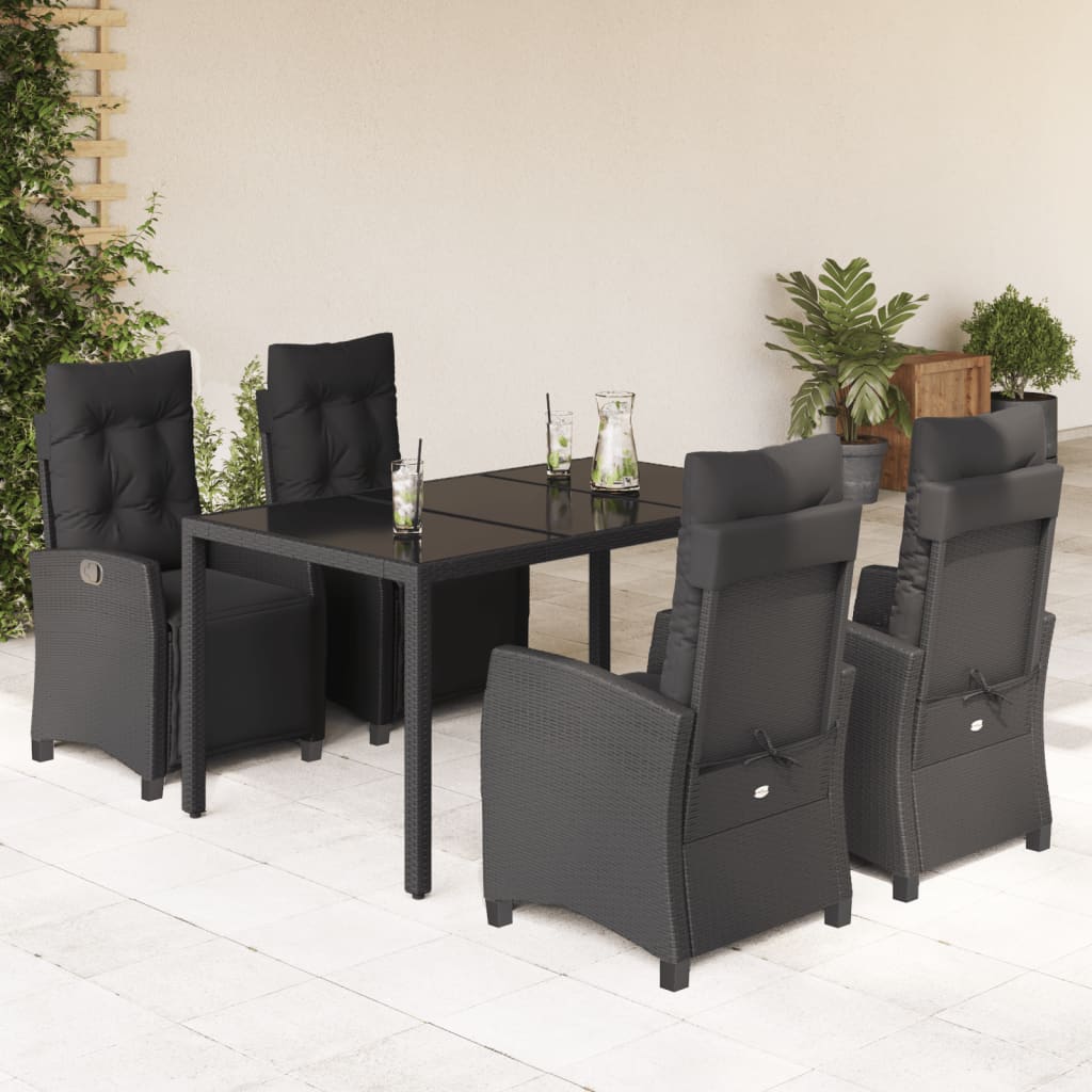 Vidaxl - vidaXL 5 pcs conjunto de jantar p/ jardim c/ almofadões vime PE preto