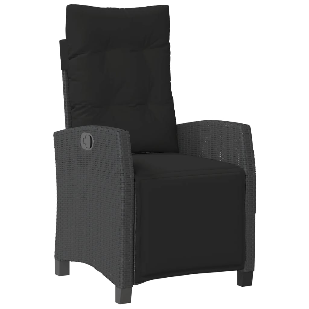 Set mobilier de grădină cu perne, 5 piese, negru, poliratan