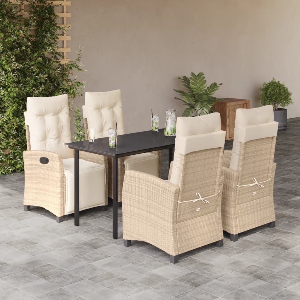 vidaXL Set mobilier de grădină cu perne, 5 piese, bej, poliratan