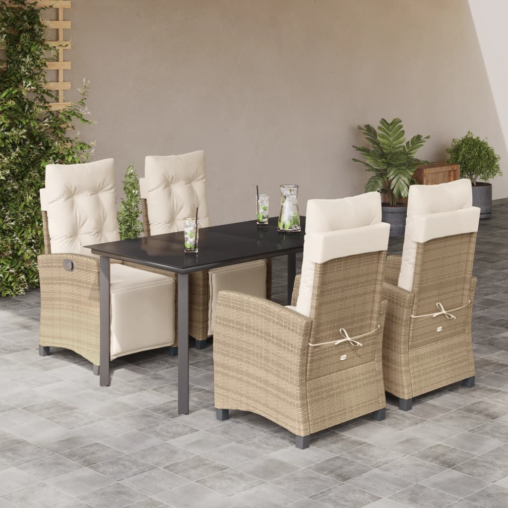 vidaXL Set mobilier de grădină cu perne, 5 piese, bej, poliratan