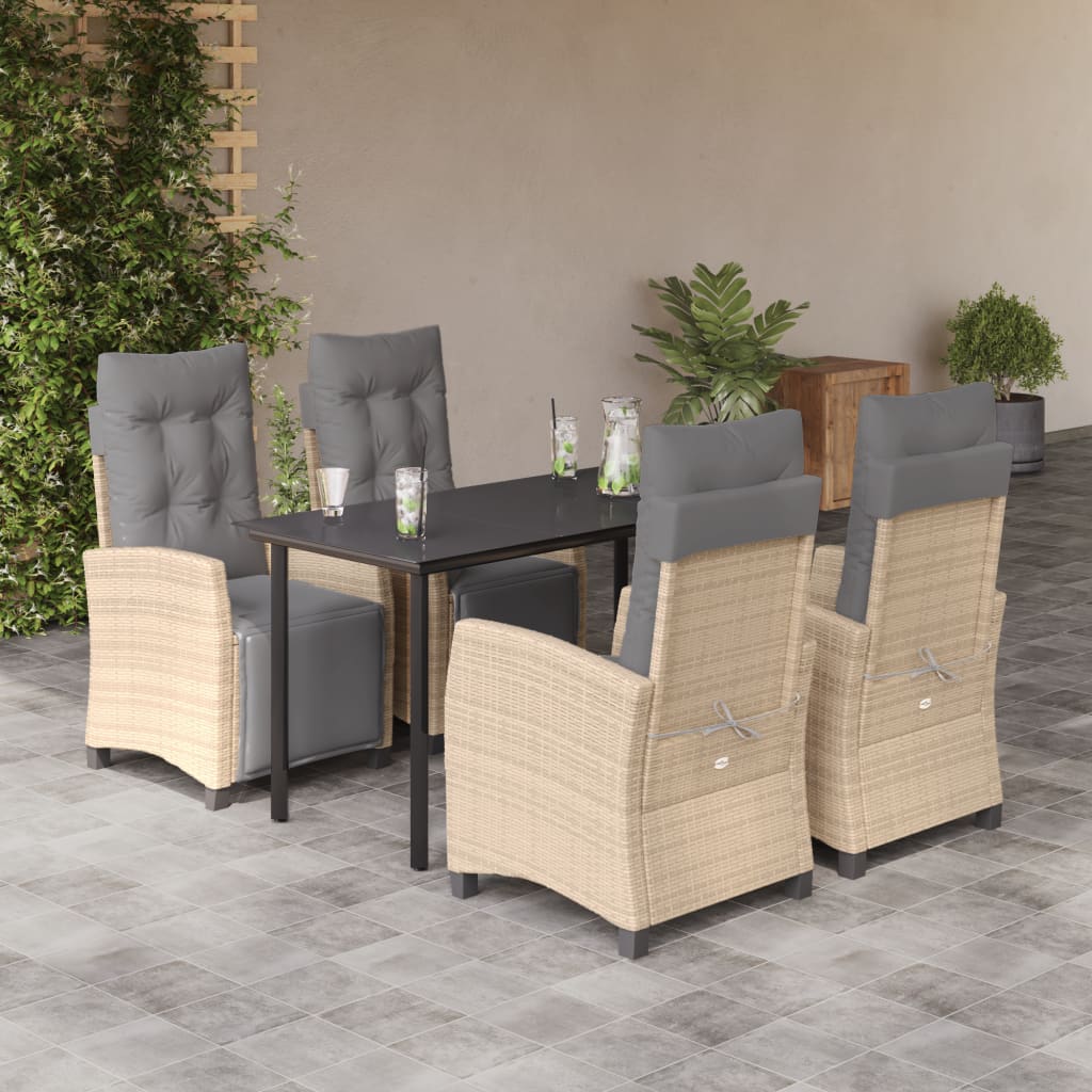 vidaXL Set mobilier pentru grădină, 5 piese, cu perne, bej, poliratan