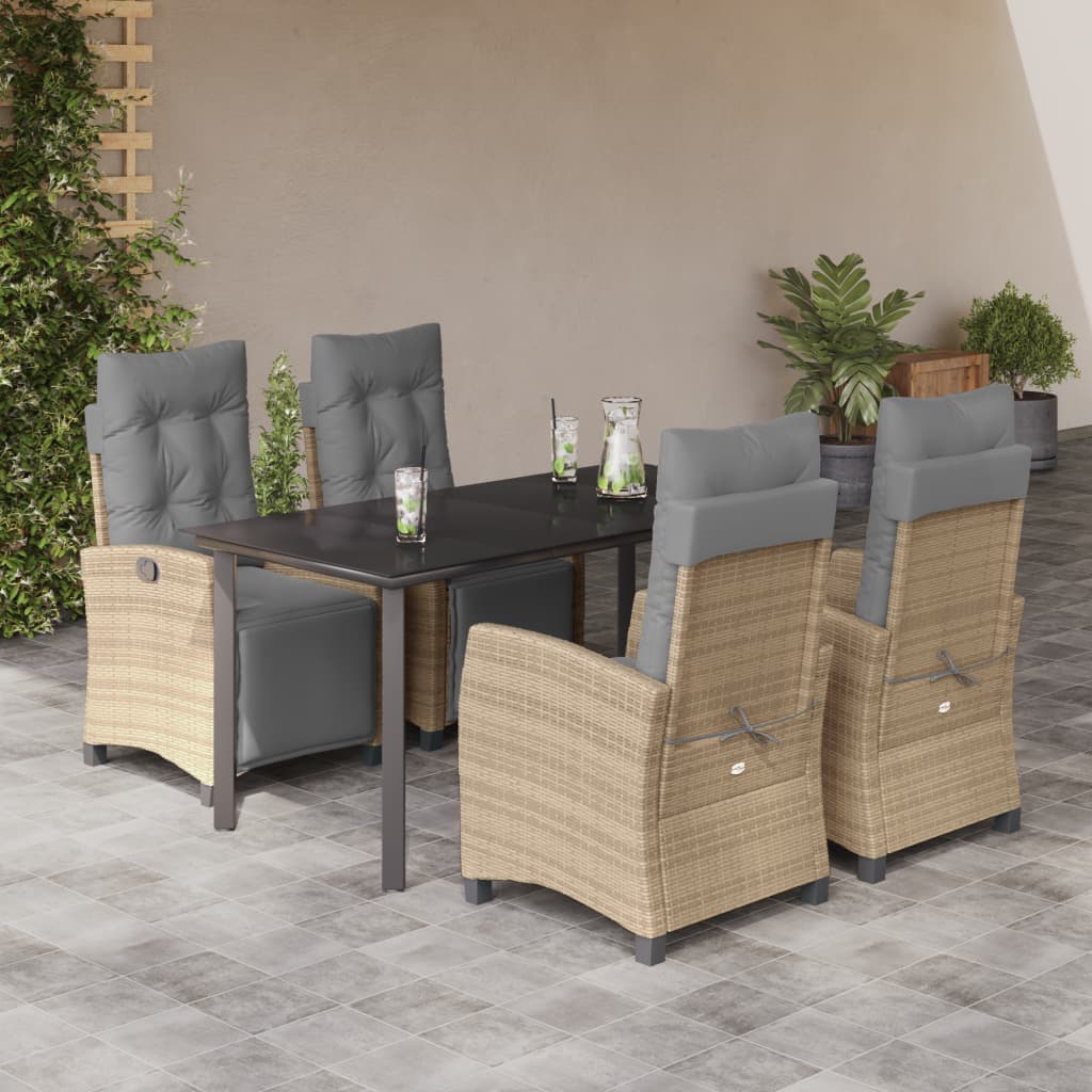 vidaXL Set mobilier pentru grădină, 5 piese, cu perne, bej, poliratan