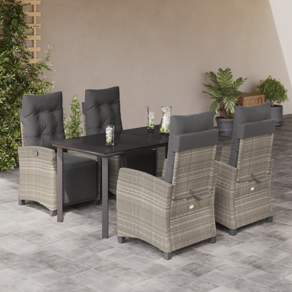 vidaXL Set mobilier de grădină cu perne, 5 piese gri deschis poliratan