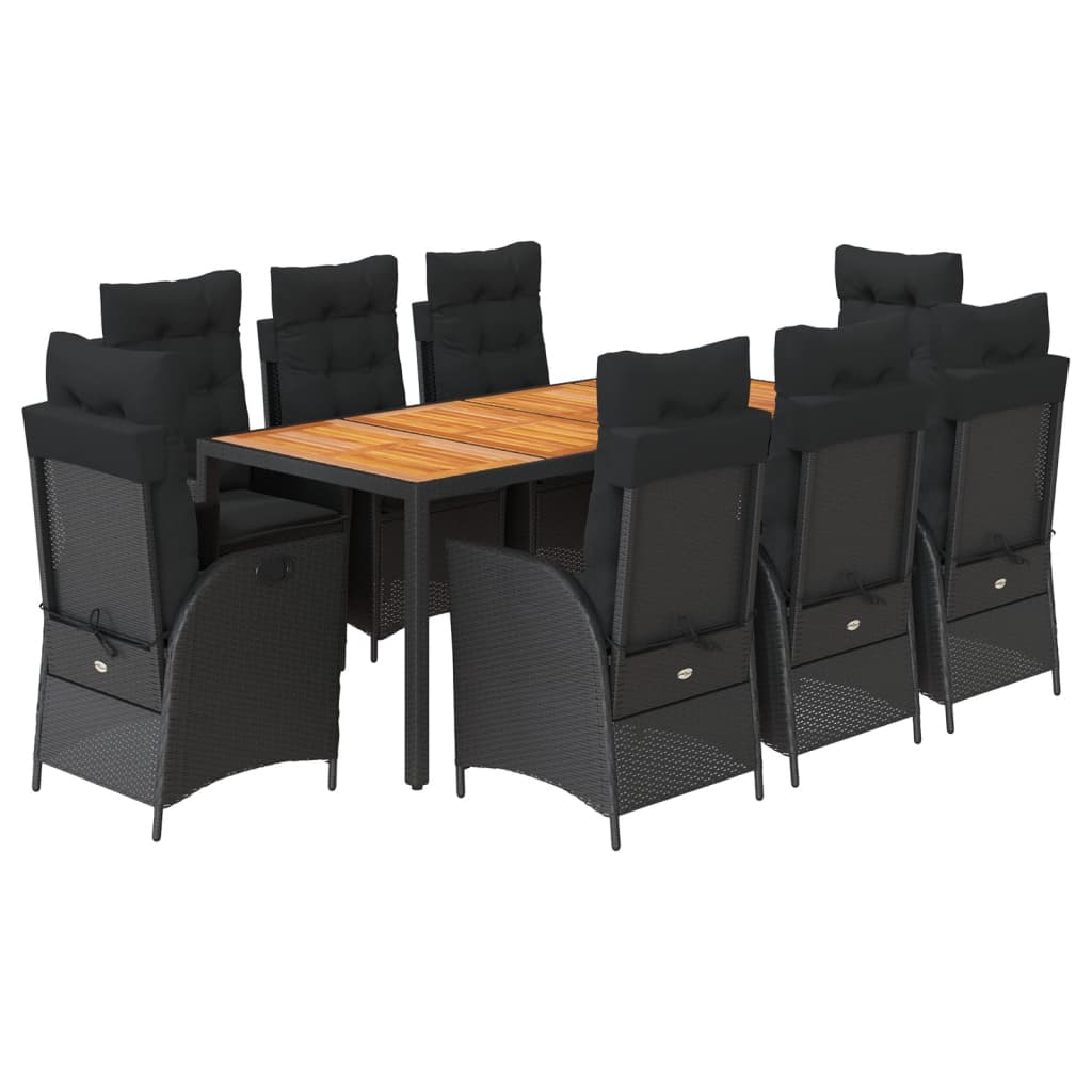 vidaXL 9-delige Tuinset poly rattan zwart, foto 3