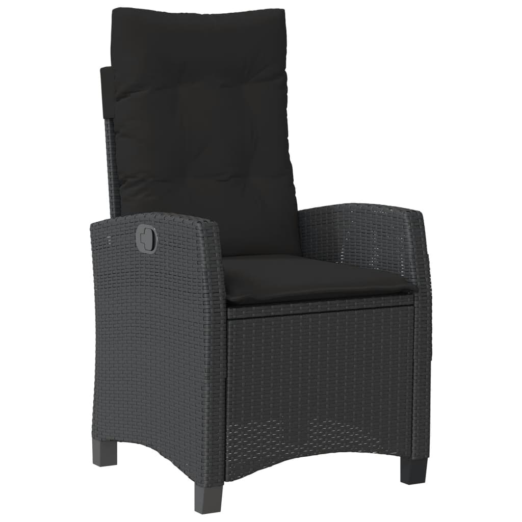 vidaXL 5-delige Tuinset met kussens poly rattan zwart afbeelding