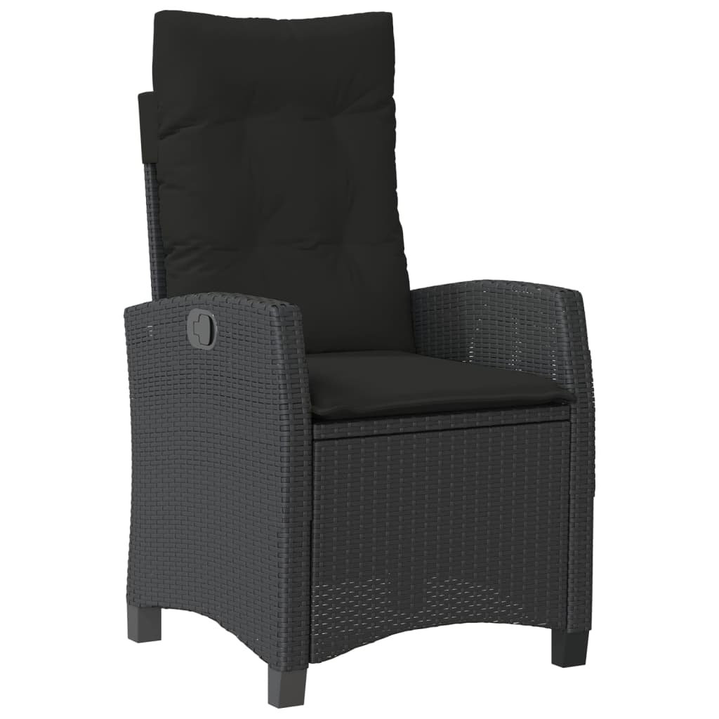 vidaXL 5-delige Tuinset met kussens poly rattan zwart afbeelding