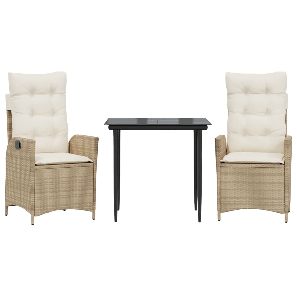 Piece Garden Dining Set with Cushions Beige Poly Rattan Balcony Set vidaXL - Picture 11 of 53