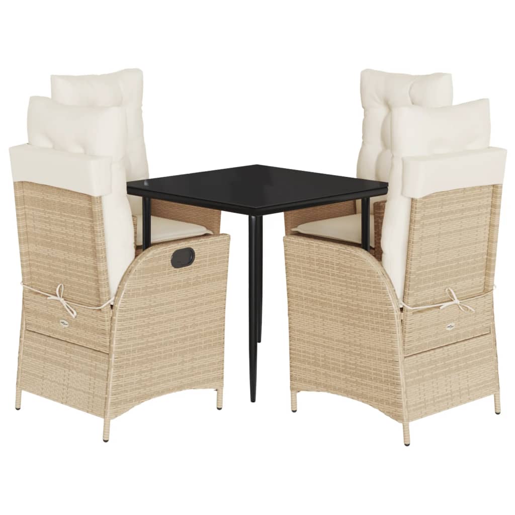 Piece Garden Dining Set with Cushions Beige Poly Rattan Balcony Set vidaXL - Picture 18 of 53