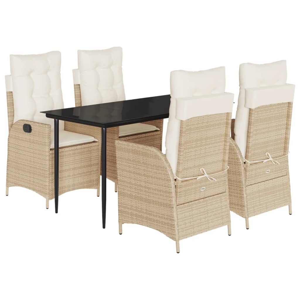 Piece Garden Dining Set with Cushions Beige Poly Rattan Balcony Set vidaXL - Picture 23 of 53