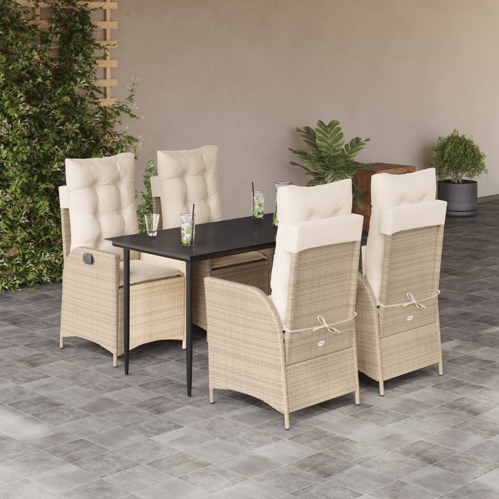 vidaXL Set mobilier de grădină cu perne, 5 piese, bej, poliratan