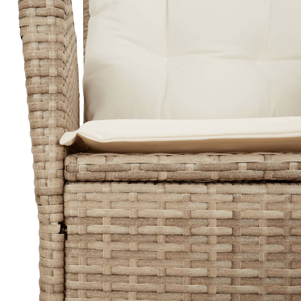 Piece Garden Dining Set with Cushions Beige Poly Rattan Balcony Set vidaXL - Picture 40 of 53