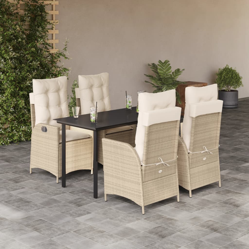 vidaXL Set mobilier de grădină cu perne, 5 piese, bej, poliratan