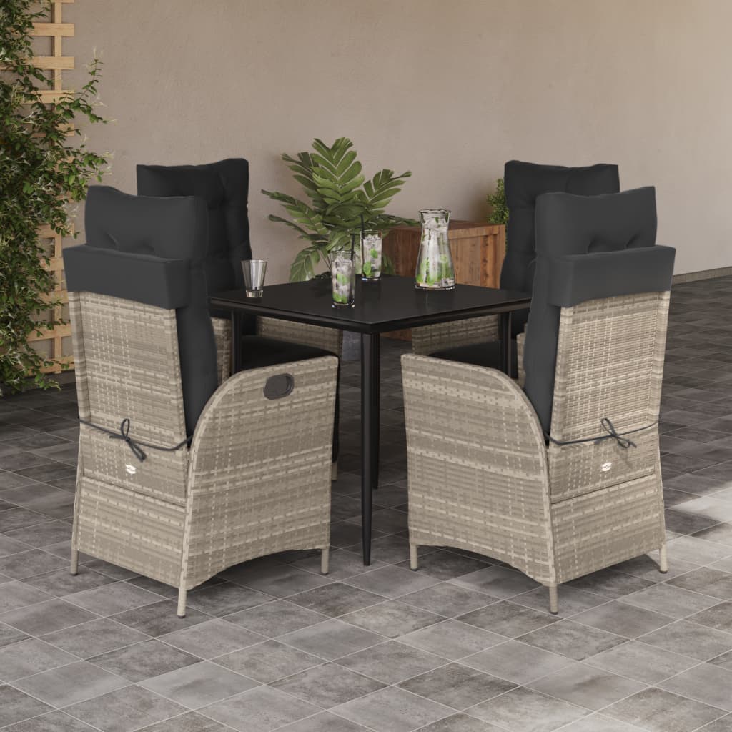 vidaXL Set mobilier de grădină cu perne, 5 piese gri deschis poliratan