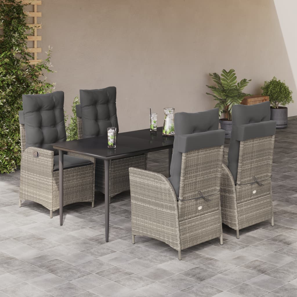 vidaXL Set mobilier de grădină cu perne, 5 piese gri deschis poliratan