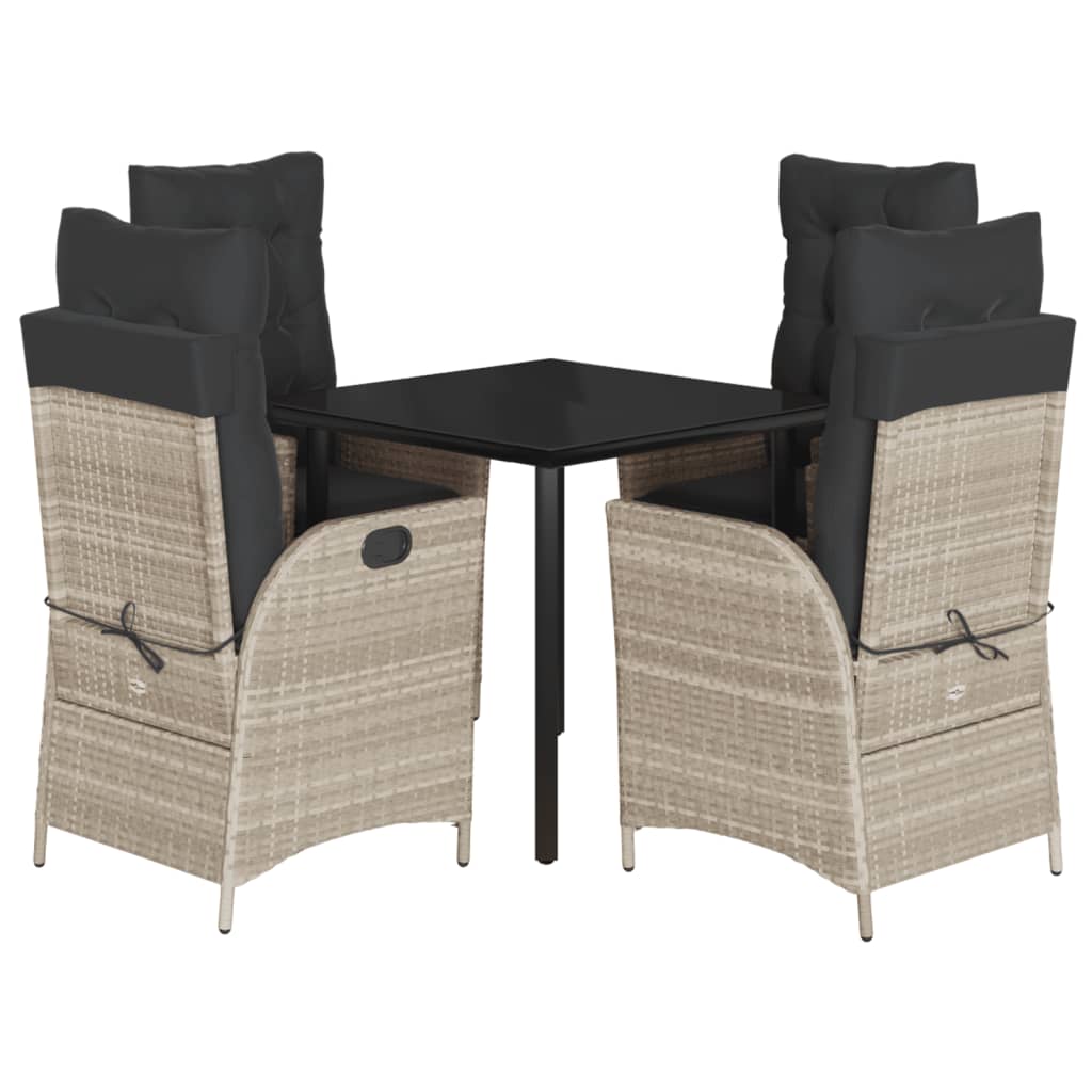 vidaXL Set mobilier de grădină cu perne, 5 piese gri deschis poliratan