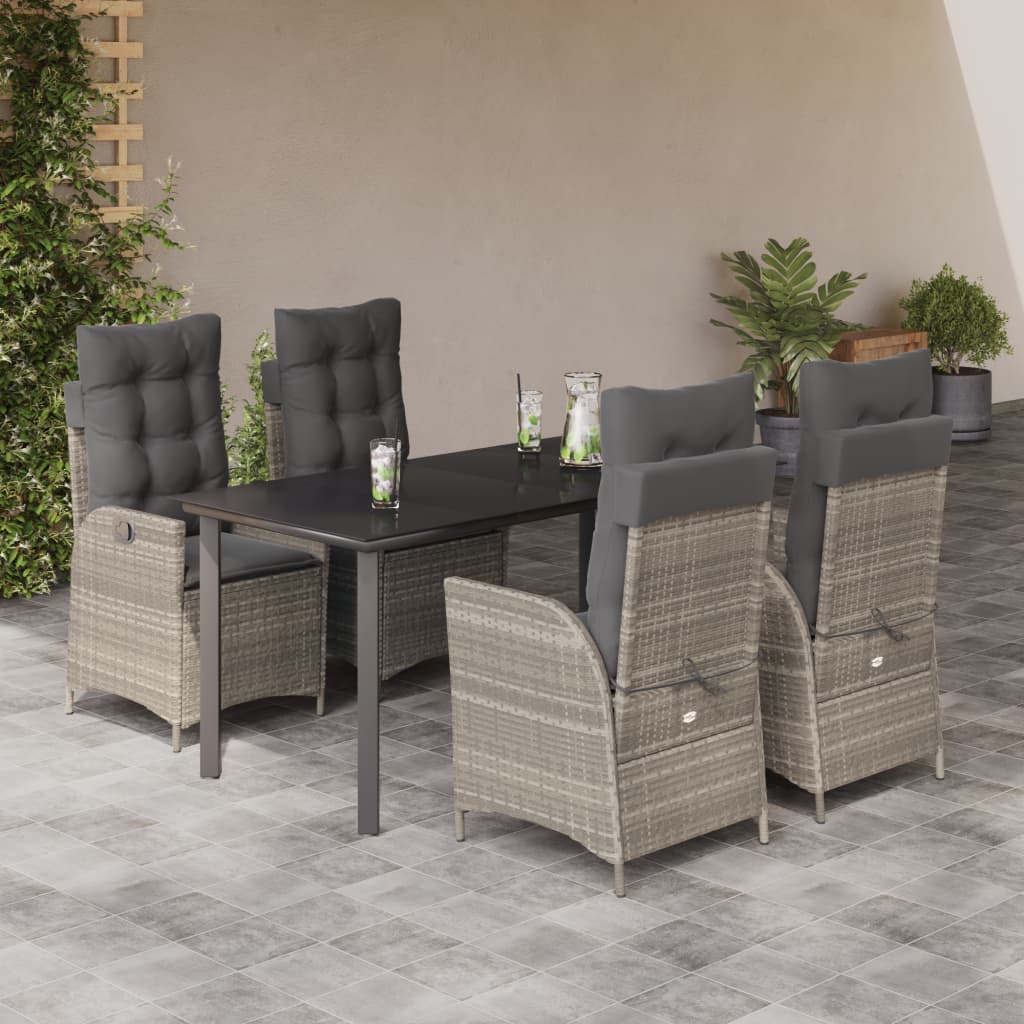 vidaXL Set mobilier de grădină cu perne, 5 piese gri deschis poliratan