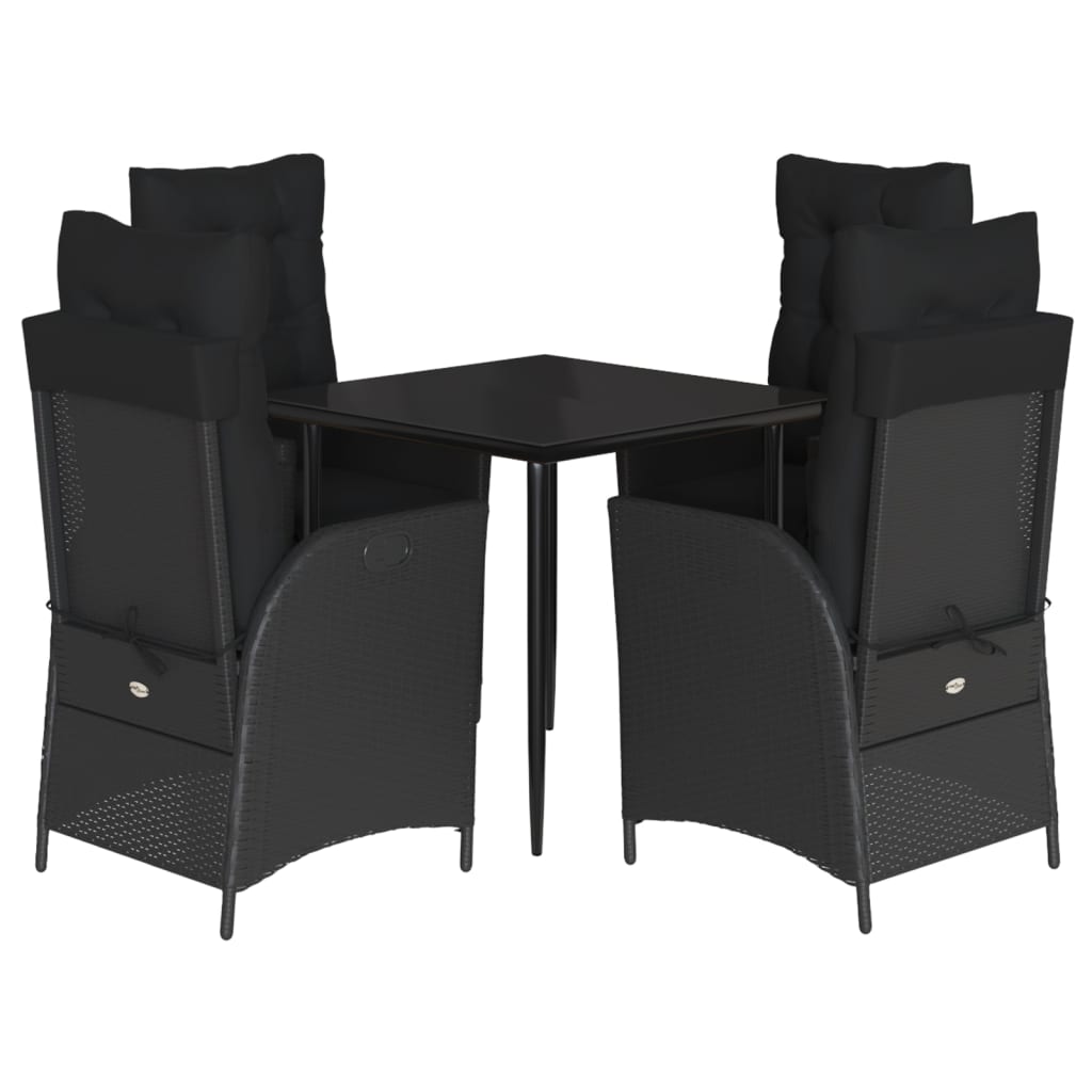 vidaXL Set mobilier de grădină cu perne, 5 piese, negru, poliratan