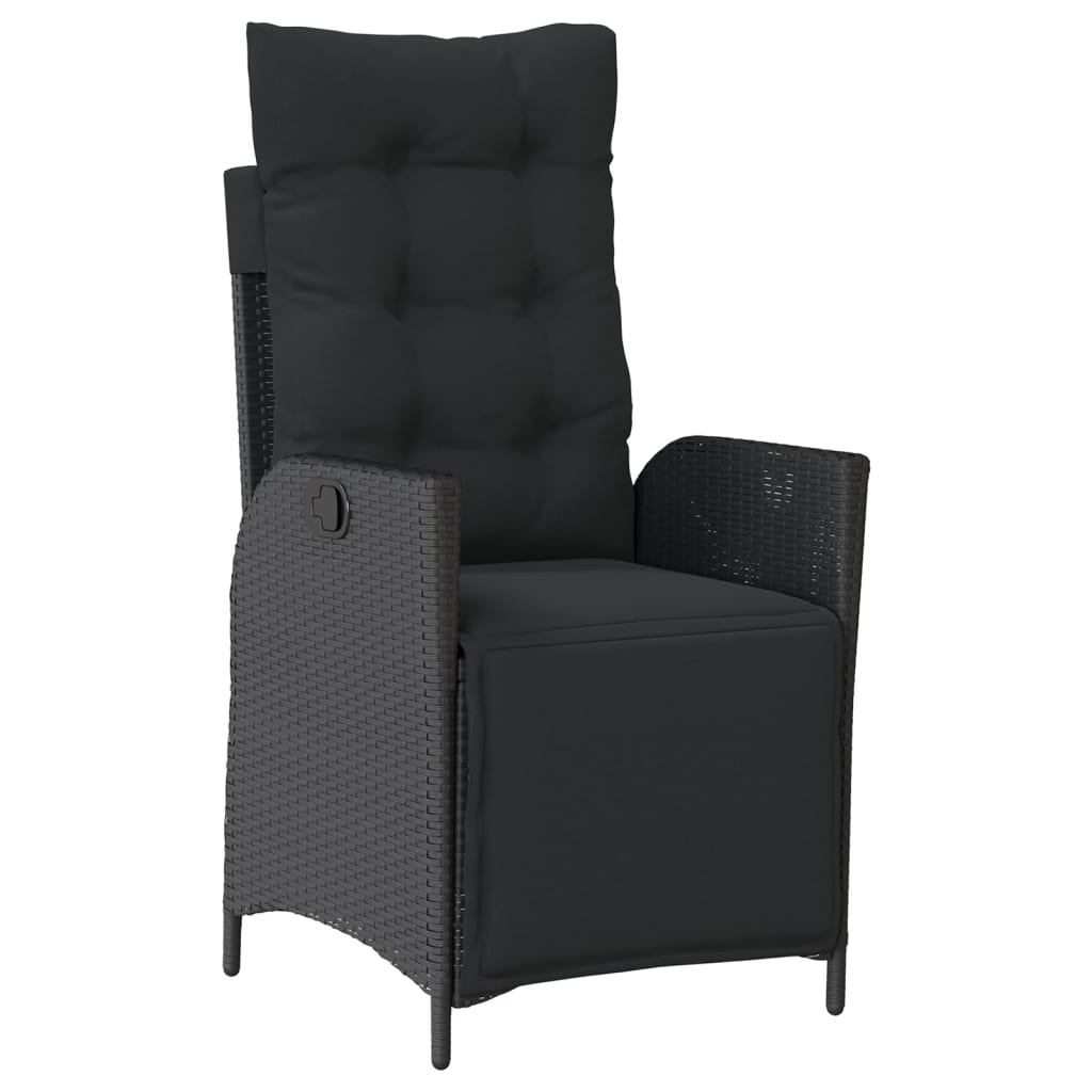 vidaXL 5-delige Tuinset met kussens poly rattan zwart