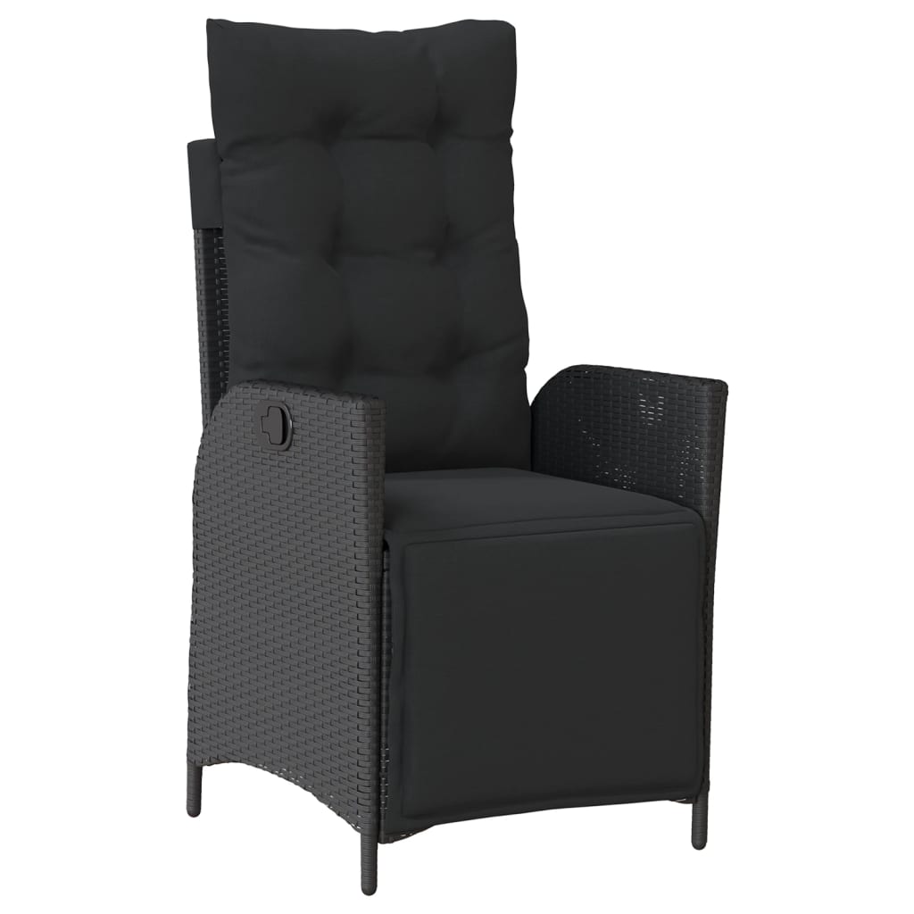 vidaXL 5-delige Tuinset met kussens poly rattan zwart