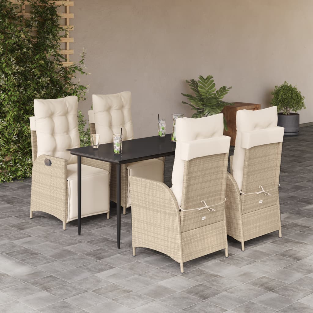vidaXL Set mobilier de grădină cu perne, 5 piese, bej, poliratan