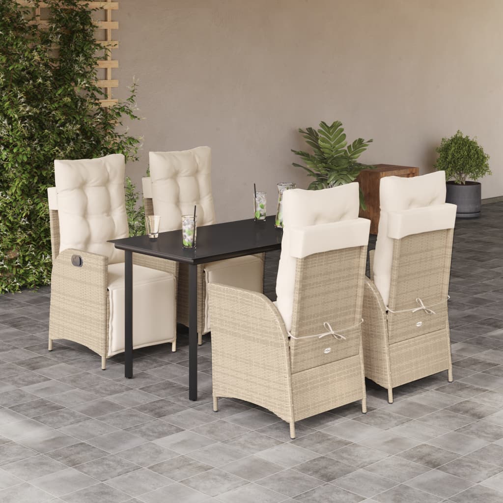 vidaXL Set mobilier de grădină cu perne, 5 piese, bej, poliratan