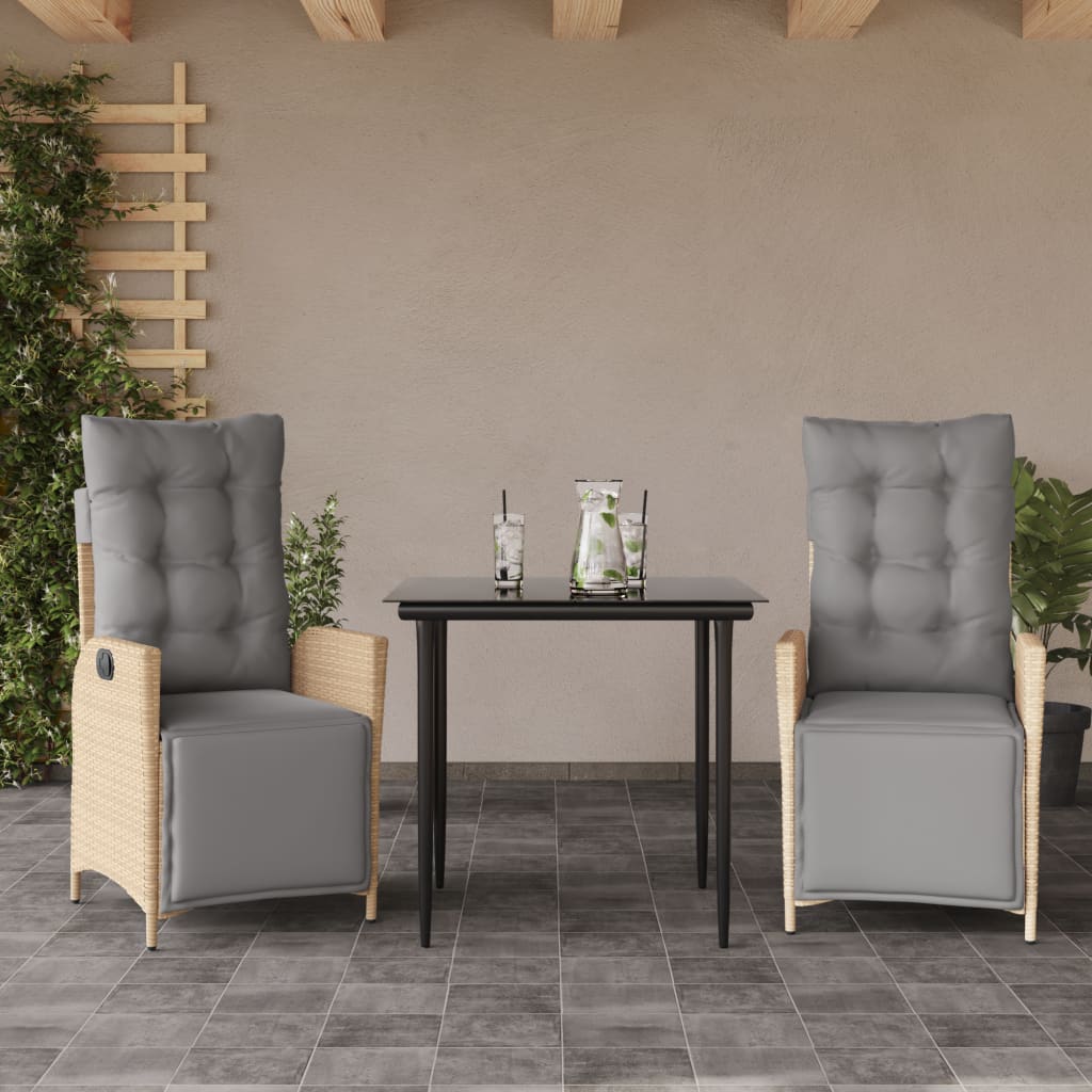 Spisebordssæt Til Haven 7 Dele Med Hynder Polyrattan - 2 / Skarpt ben / 80 cm bordlængde