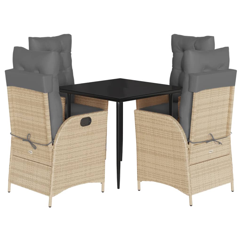 vidaXL Set mobilier pentru grădină, 5 piese, cu perne, bej, poliratan