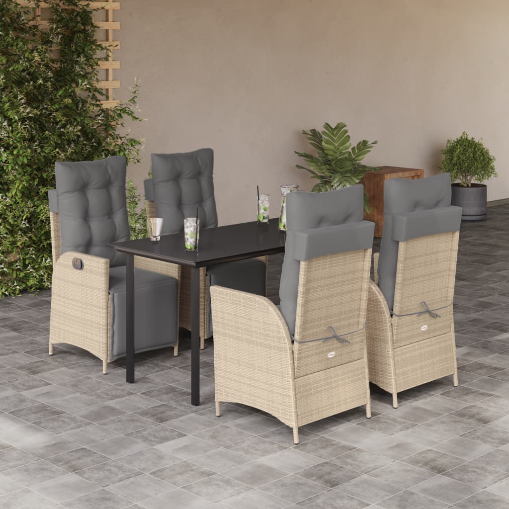 vidaXL Set mobilier pentru grădină, 5 piese, cu perne, bej, poliratan