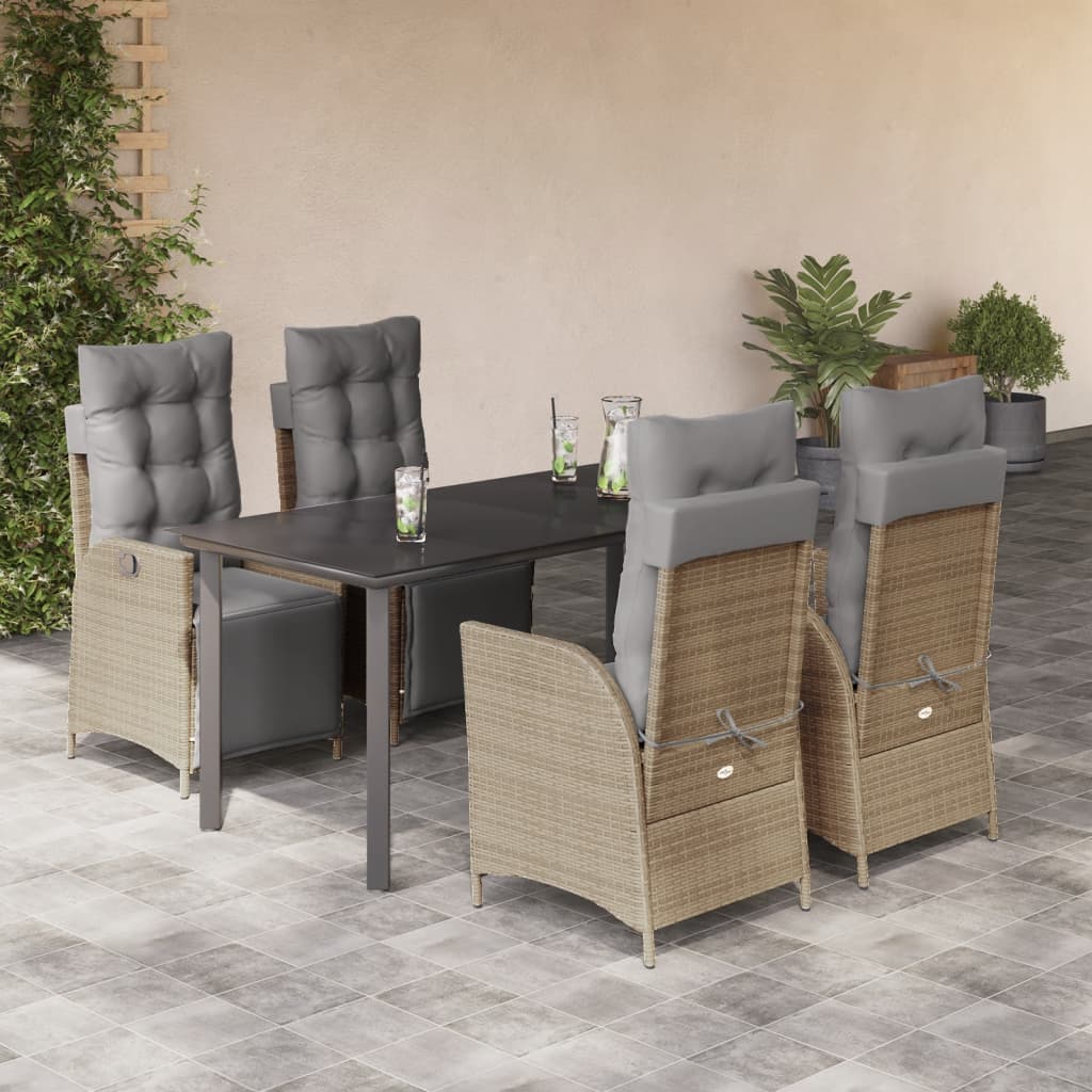 vidaXL Set mobilier pentru grădină, 5 piese, cu perne, bej, poliratan