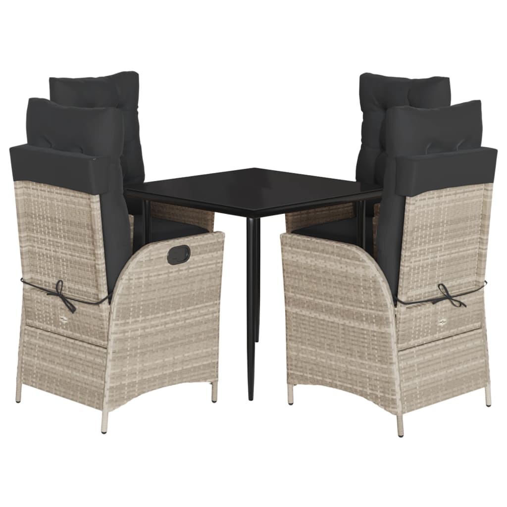 vidaXL Set mobilier de grădină cu perne, 5 piese gri deschis poliratan
