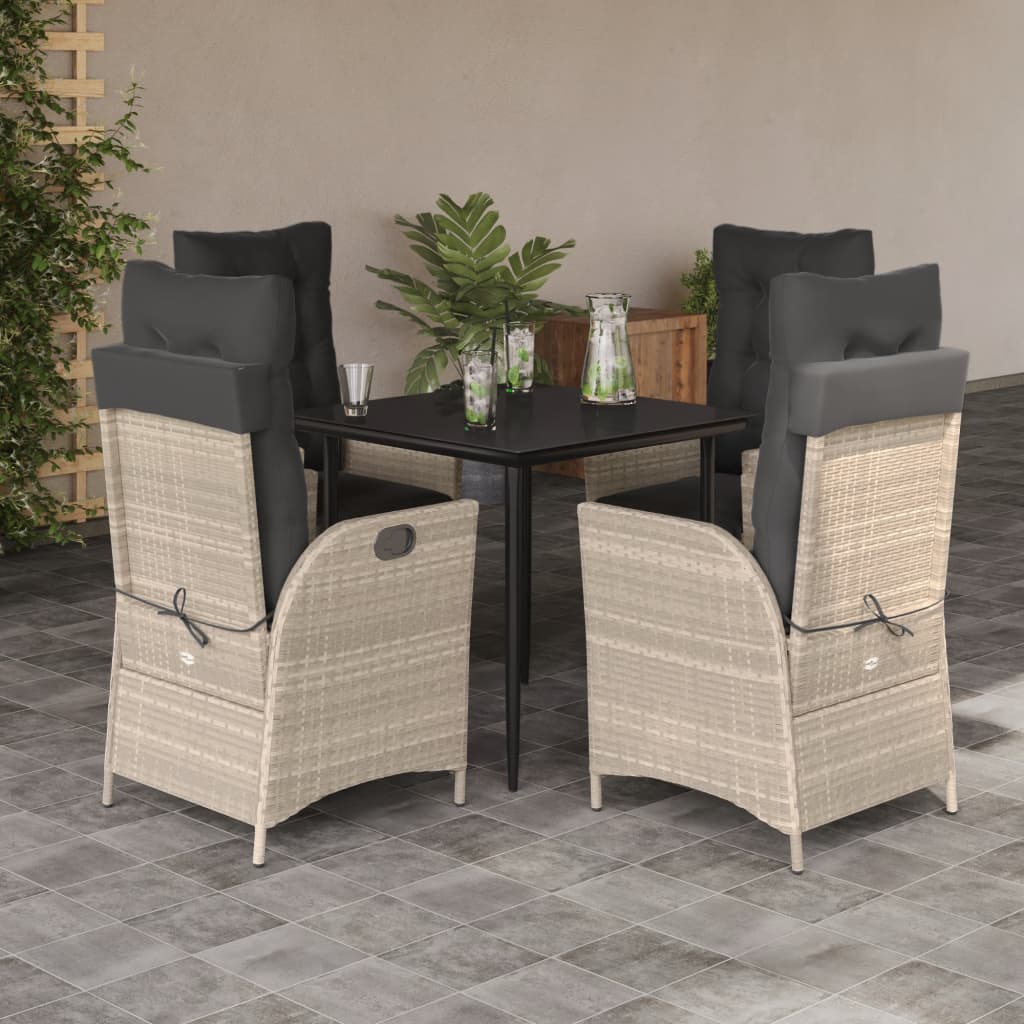 Spisebordssæt Til Haven 7 Dele Med Hynder Polyrattan - 4 / Skarpt ben / 80 cm bordlængde