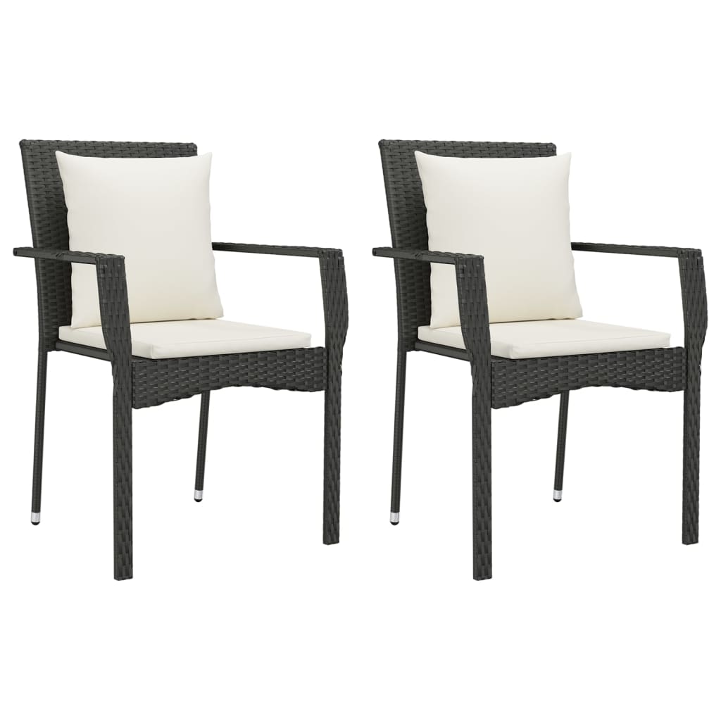 vidaXL 7-delige Tuinset met kussens poly rattan zwart afbeelding