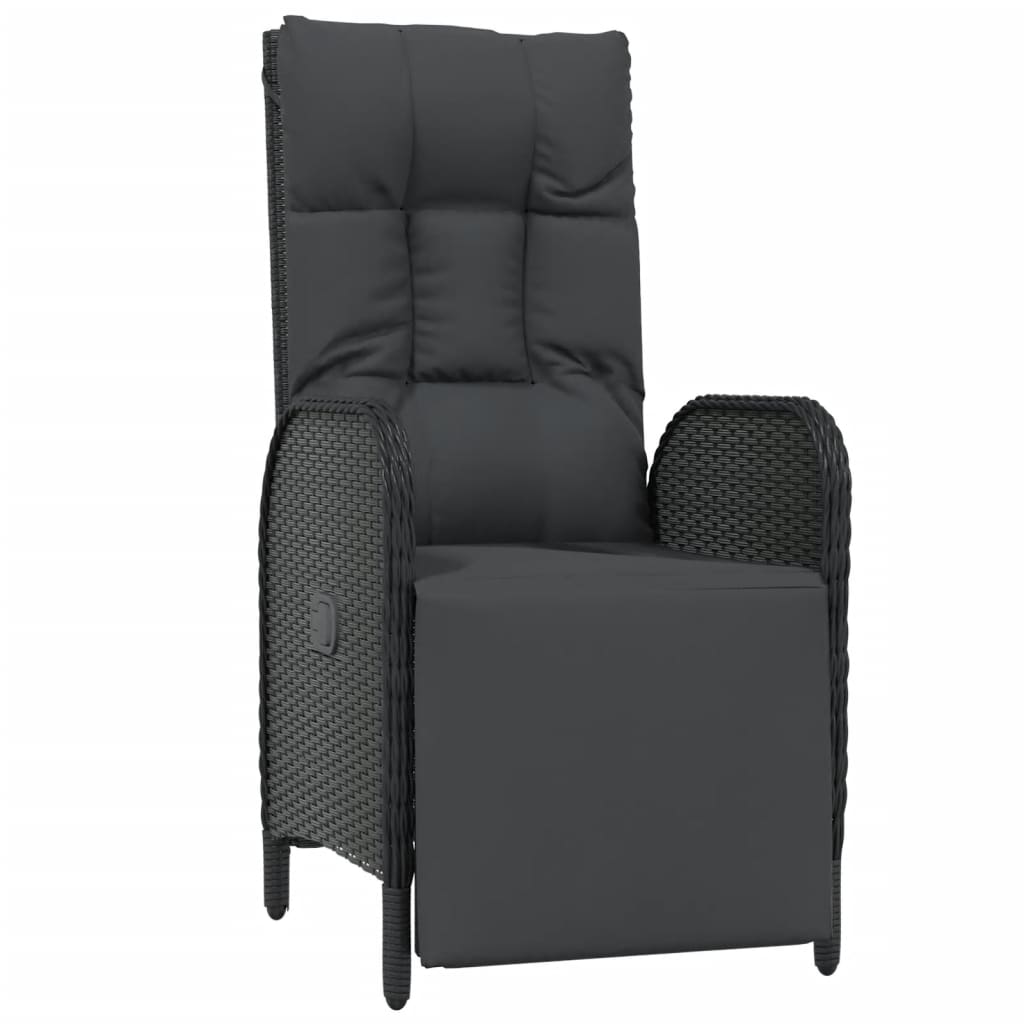 vidaXL 7-delige Tuinset met kussens poly rattan zwart afbeelding