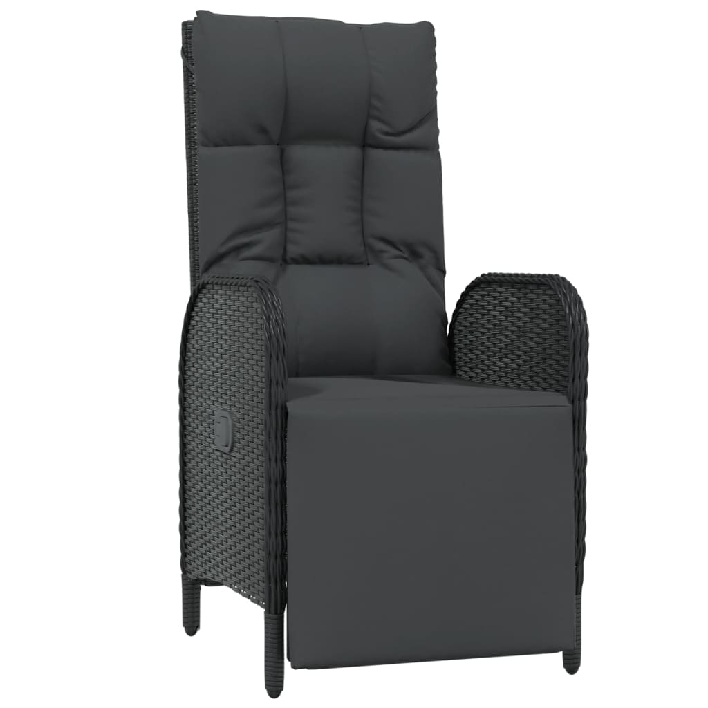 vidaXL 7-delige Tuinset met kussens poly rattan zwart afbeelding