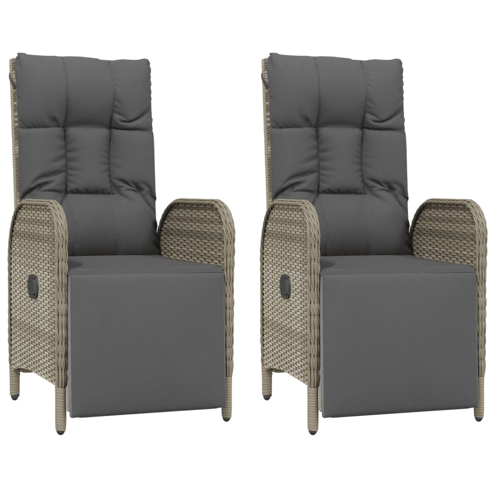 vidaXL 9-delige Tuinset met kussens poly rattan grijs afbeelding