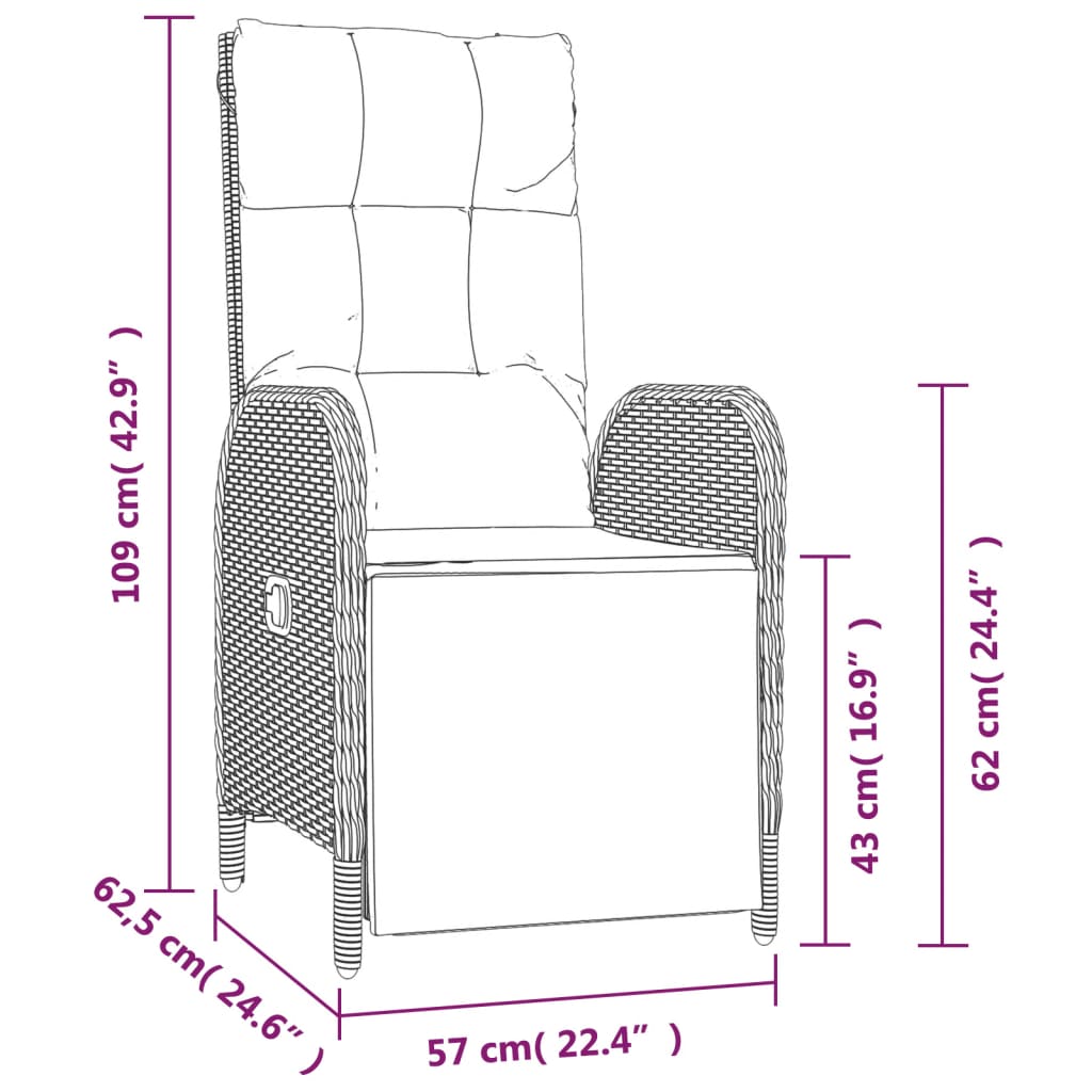 Zestaw mebli ogrodowych rattan PE szary 8 krzeseł 190x80x74 cm