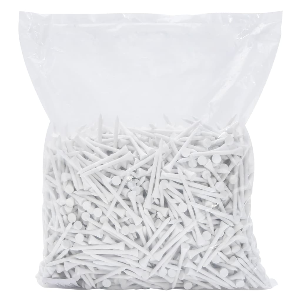 1000 st Golftees 70 mm bamboe wit
