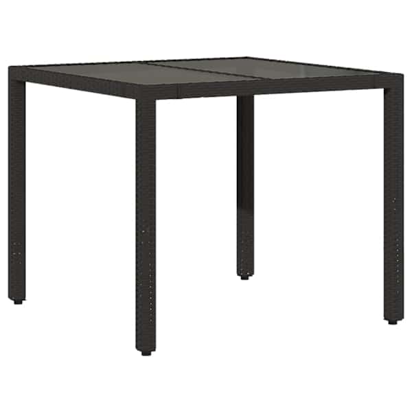 vidaXL aialaud klaasplaadiga, must, 90 x 90 x 75 cm, pol&uuml;rotang