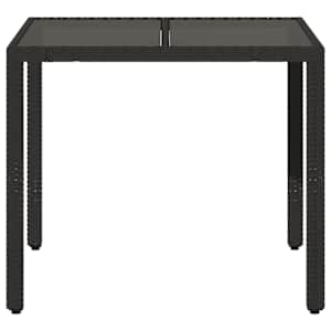 Zahradní stůl se skleněnou deskou černý 90x90x75 cm polyratan - obrázek 4