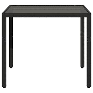 Zahradní stůl se skleněnou deskou černý 90x90x75 cm polyratan - obrázek 5