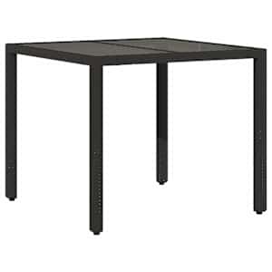 Zahradní stůl se skleněnou deskou černý 90x90x75 cm polyratan - obrázek 6