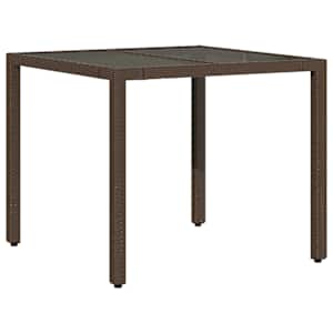 vidaXL aialaud klaasplaadiga, pruun, 90 x 90 x 75 cm, pol&uuml;rotang