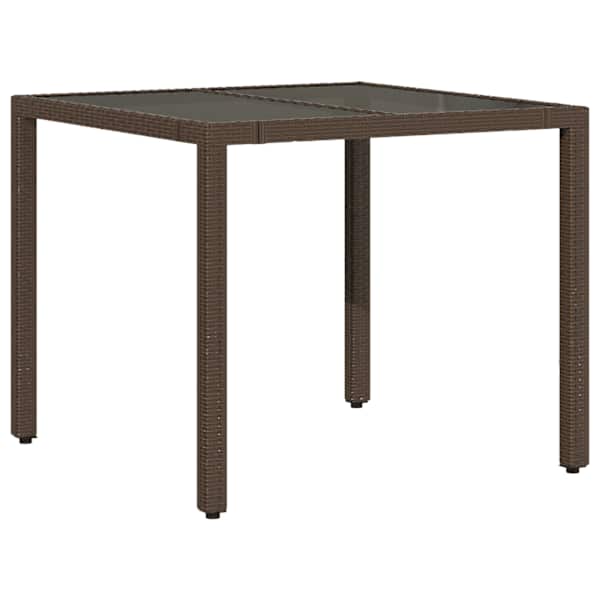 vidaXL aialaud klaasplaadiga, pruun, 90 x 90 x 75 cm, pol&uuml;rotang