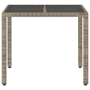 Zahradní stůl se skleněnou deskou šedý 90x90x75 cm polyratan - obrázek 4