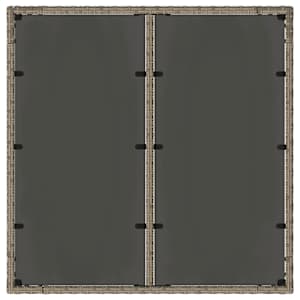 Zahradní stůl se skleněnou deskou šedý 90x90x75 cm polyratan - obrázek 7