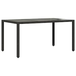 Zahradní stůl se skleněnou deskou černý 150x90x75 cm polyratan - obrázek 2