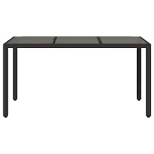 Zahradní stůl se skleněnou deskou černý 150x90x75 cm polyratan - obrázek 4