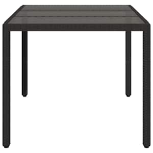 Zahradní stůl se skleněnou deskou černý 150x90x75 cm polyratan - obrázek 5
